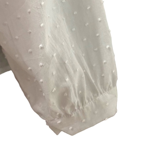 ALICE BLUE WHITE EYELET CREW NECK BUTTON DOWN LONG SLEEVE TOP BLOUSE SIZE LARGE - Picture 8 of 12